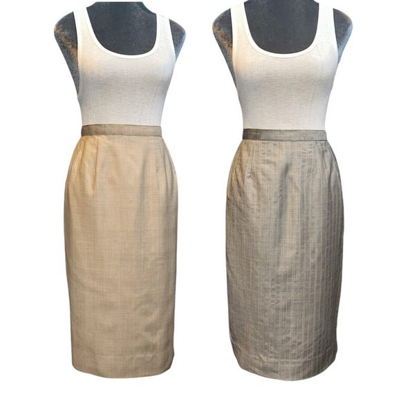 2 career wear knee length business suit fabric skirts no tags - Picture 1 of 5